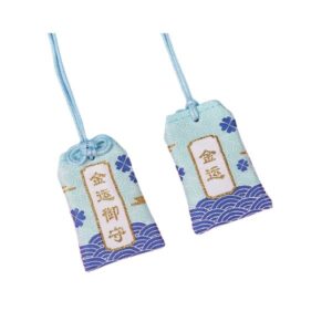 vague d'or omamori japonais bleu richesse et succes