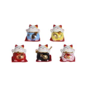 lot de 5 maneki neko en ceramique coloree