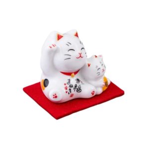maneki neko en ceramique avec son chaton