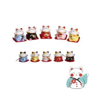 maneki neko lot de 5 figurines en ceramique