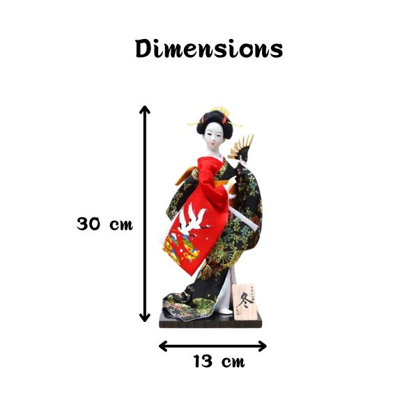 Poupée Japonaise Geisha En Résine - 30,5 Cm, Rouge, Décoration De Table Ou étagère