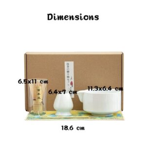 coffret matcha japonais neige de kyoto blanc dimensions
