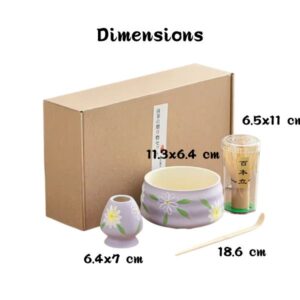coffret matcha japonais violet fleur de camomille dimensions