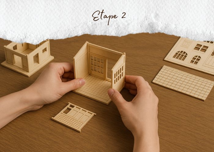 étape 2 préparer les pièces de la maquette miniature