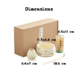 kit matcha japonais fleurs de kyoto dimensions